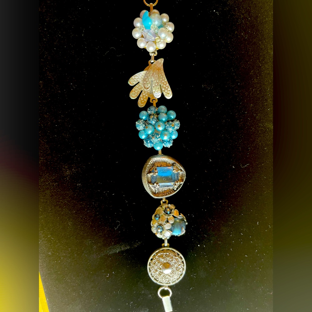 Handmade vintage rhinestone bracelet.